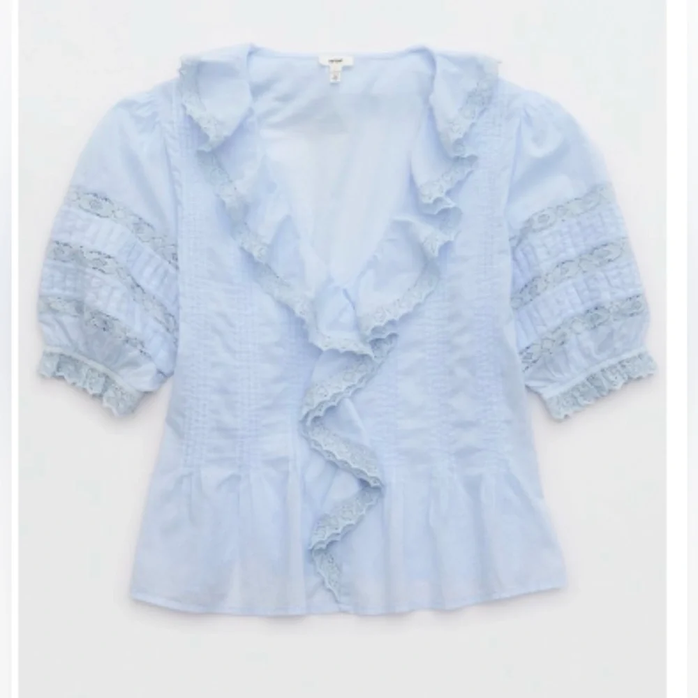 Aerie Short Sleeve Ruffle Blouse - Picture 1 of 7